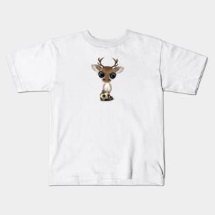 Cute Baby Reindeer With Football Soccer Ball Kids T-Shirt